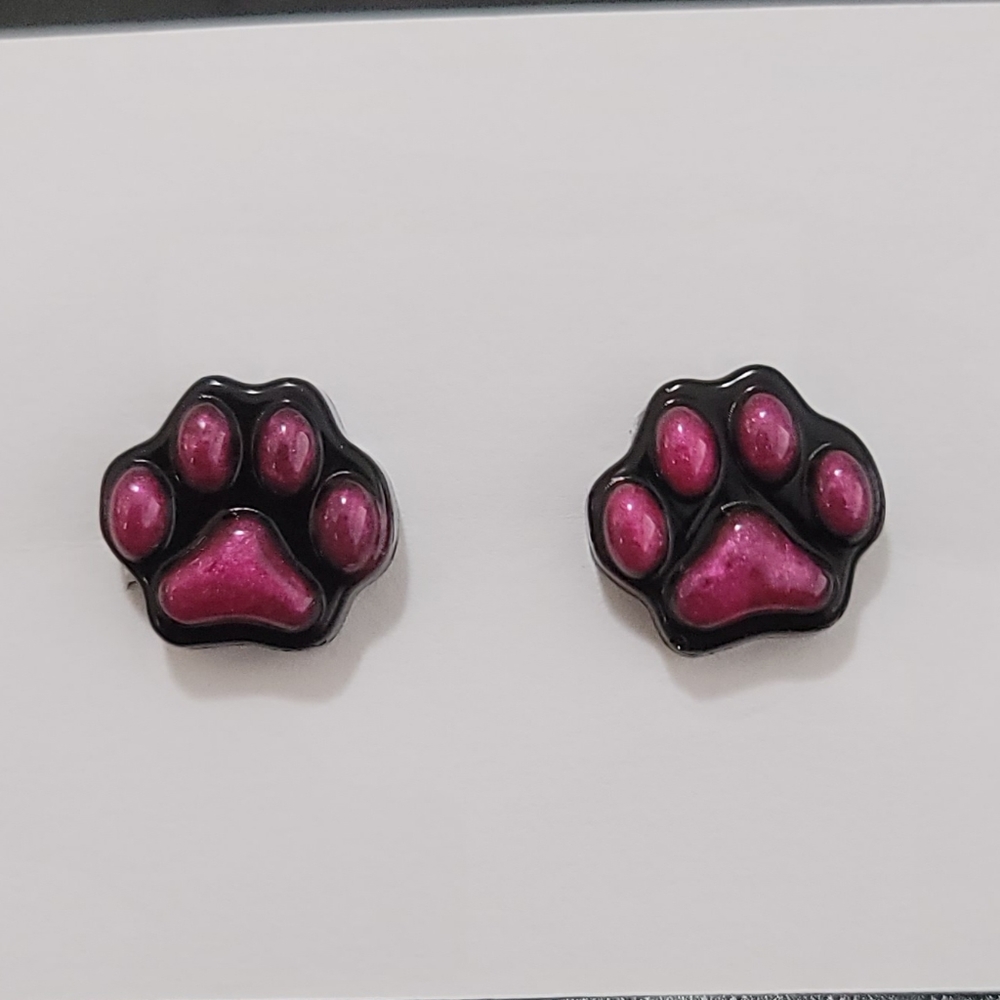 Resin Paw Print Stud Earrings